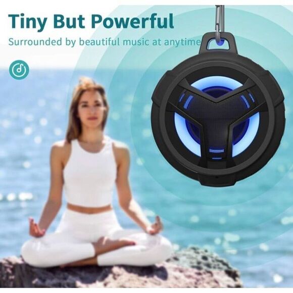 EBODA - NWT - Waterproof Portable Bluetooth Speaker/Black w/LED Lighting Effects - Picture 8 of 14